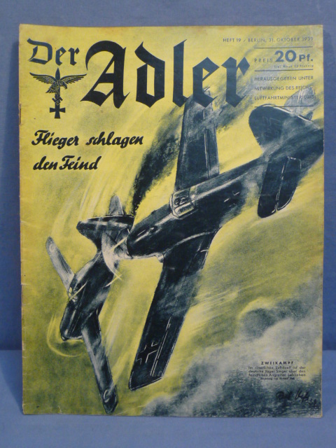 Original WWII German Luftwaffe Magazine Der Adler, October 1939