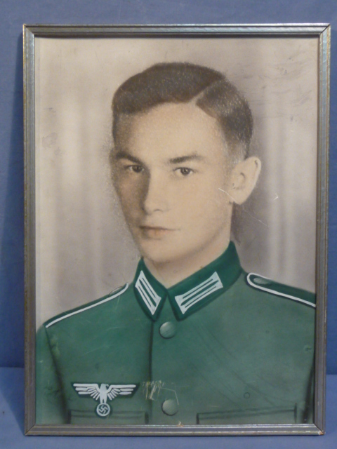 Original WWII German Army Soldier's Color Enhanced Framed Photograph