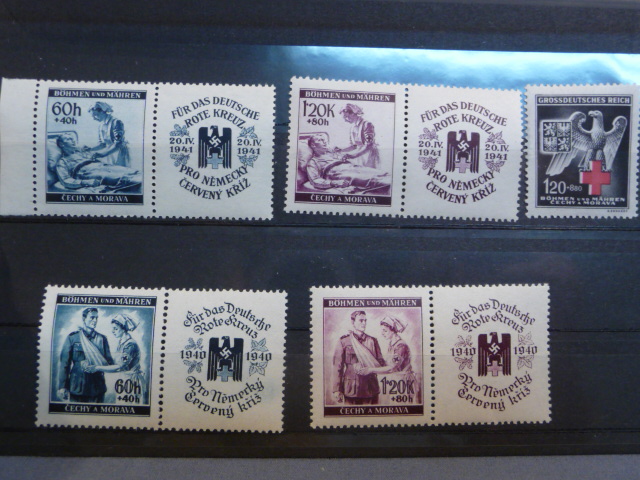 Original WWII German Red Cross Themed Postage Stamp Set