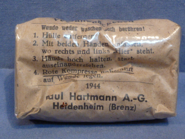 Original WWII German Medical Item, Small First Aid Bandage 1944
