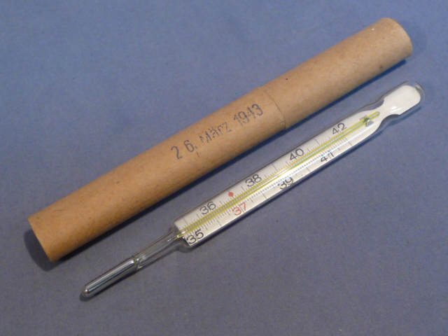 Original WWII German Medical Item, Thermometer in 1943 Dated Cardboard Case