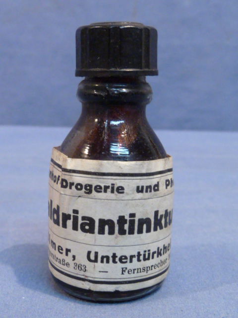Original WWII German Glass Bottle for Valerian Tincture, Baldriantinktur