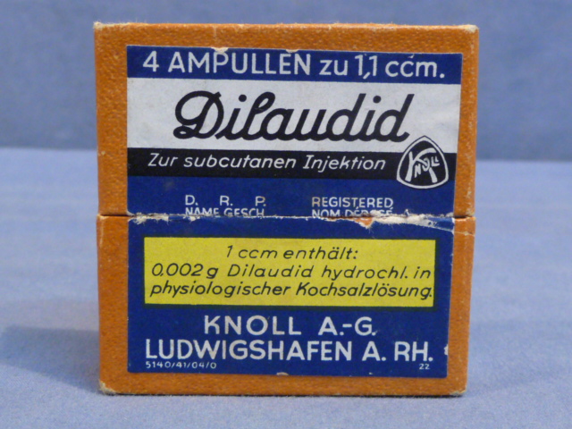 Original WWII German Medical Item, Dilaudid Ampullen Box