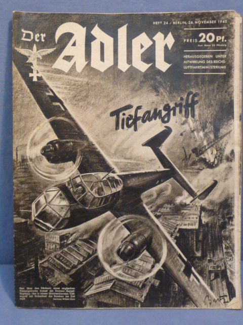 Original WWII German Luftwaffe Magazine Der Adler, November 1940