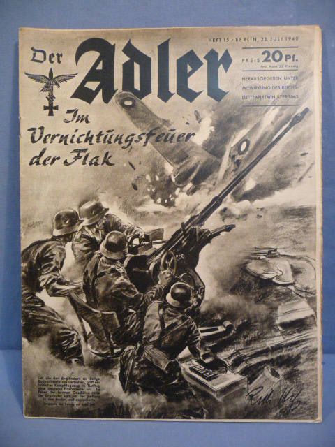 Original WWII German Luftwaffe Magazine Der Adler, July 1940