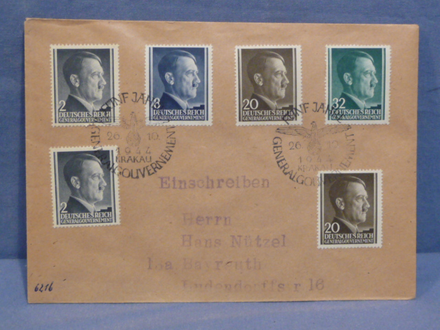 Original WWII German Used Envelope with Special Cancellations, 5th Year of the General Government