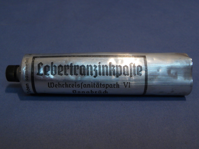 Original WWII German Medical Item, Unfilled Lebertranzinkpaste Metal Tube (Silver)