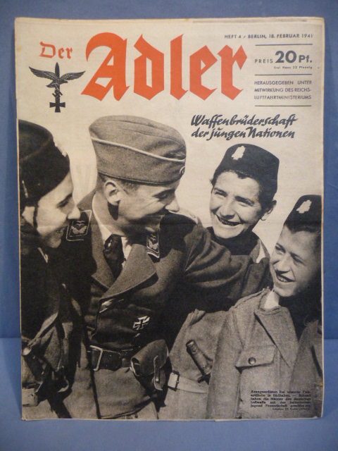 Original WWII German Luftwaffe Magazine Der Adler, February 1941