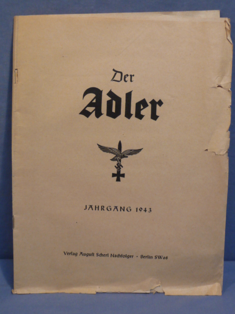 Original WWII German Bound Der Adler Magazines Contents Listing