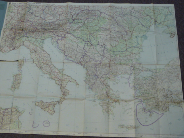 Original WWII German DDAC Driving Map, S�DOST-EUROPA S�D