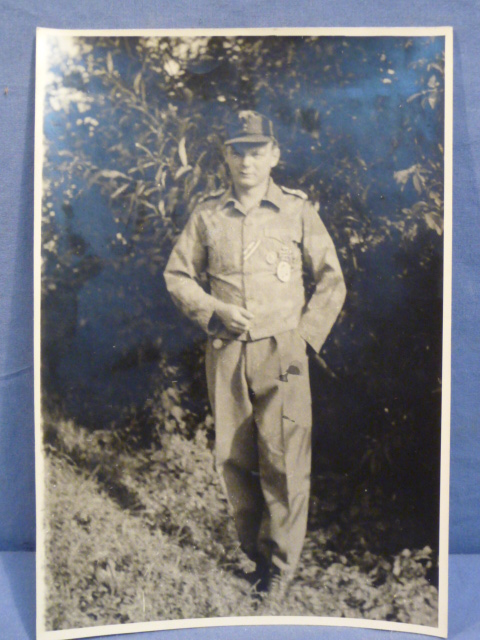 Original WWII German Soldier in Field Made Camouflaged Tunic Photograph