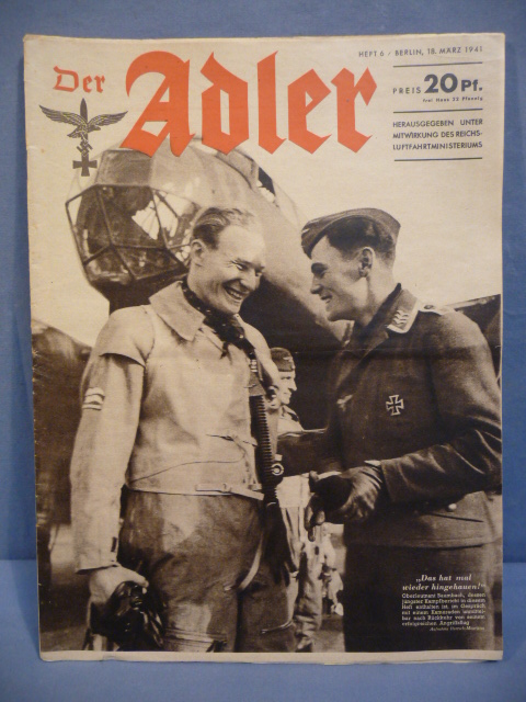 Original WWII German Luftwaffe Magazine Der Adler, March 1941