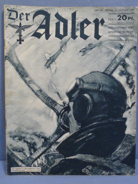 Original WWII German Luftwaffe Magazine Der Adler, October 1939