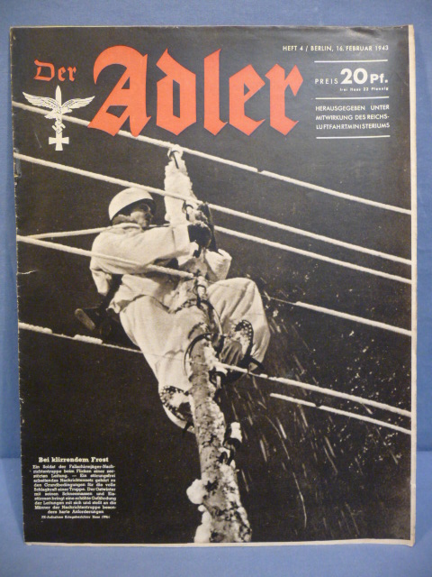 Original WWII German Luftwaffe Magazine Der Adler, February 1943