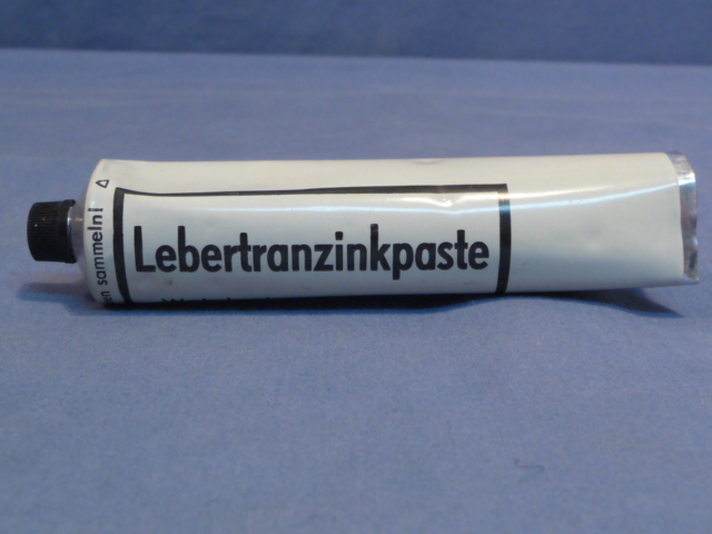 Original WWII German Medical Item, Unfilled Lebertranzinkpaste Metal Tube (Tan)