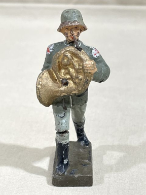 Original Nazi Era German Toy Soldier Marching w/French Horn, LINEOL