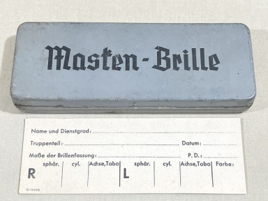 Original WWII German Masken-Brille (Gas Mask Glasses) Case w/Prescription Card