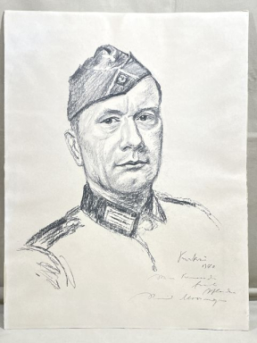Original WWII German Army Soldier Pastel Drawing from 1940