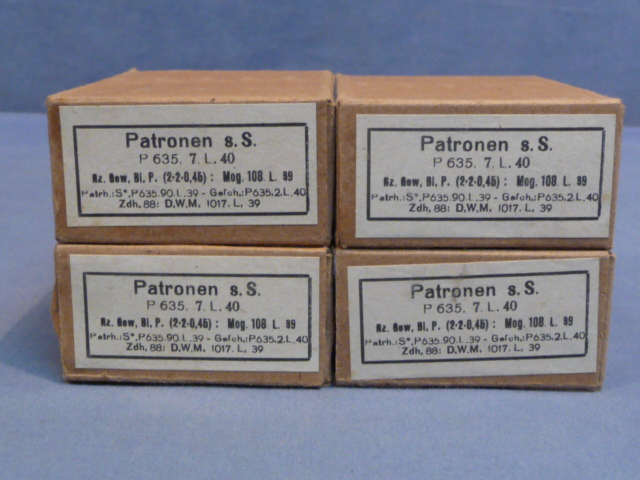 Original WWII German Cardboard 8mm Ammunition Boxes, Set of 4