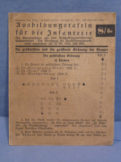 Original WWII German Infantry Soldiers Training Sheet, Ausbildungstafeln fr die Infanterie