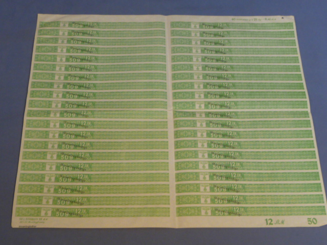 SUPER RARE! Original Nazi Era German Fine Cut Tobacco Tax Stamps Sheet, Feinschnitt