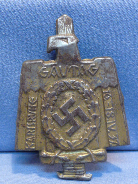 Original Nazi Era German Metal Tinnie, GAU TAG KARISRUHE 1937