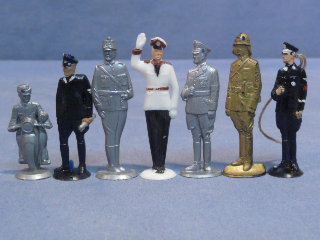Original Nazi Era German Collection of Plastic Figure Tinnies, 7 Pieces