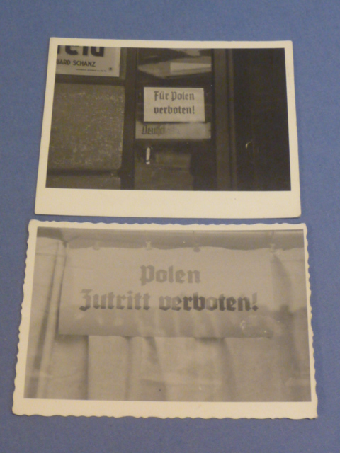 Original WWII German Photographs Showing Signs Restricting Entry to Poles