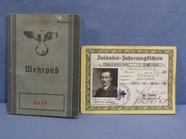 Original WWII German Heer (Army) Wehrpa� with Hunting License