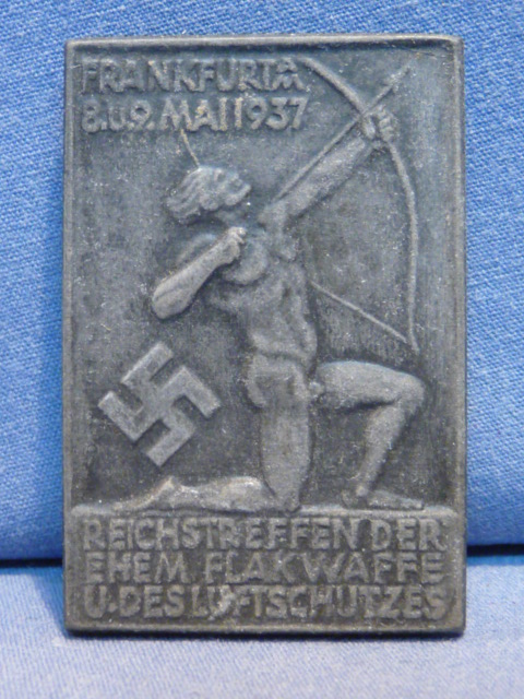 Original 1937 German Luftschutz Cast Metal Tinnie, REICHSTREFFEN DER EHEM FLAK WAFFE
