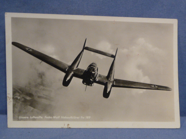 Original WWII German Military Themed Postcard, Focke-Wulf Nahaufklärer Fw 189