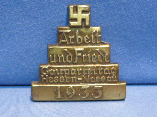 Original Nazi Era German Metal Tinnie, Arbeit und Friede 1933