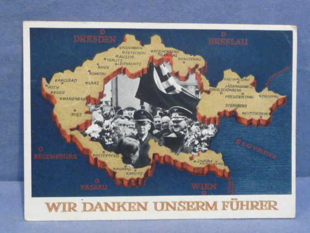 Original Nazi Era German HITLER Personality Postcard, WIR DANKEN UNSERM FÜHRER