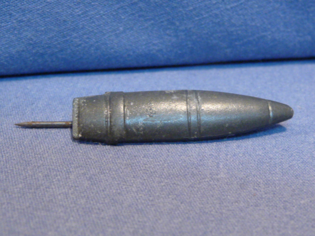 Original Nazi Era German Metal Weapons Stick Pin, Artillery Projectile