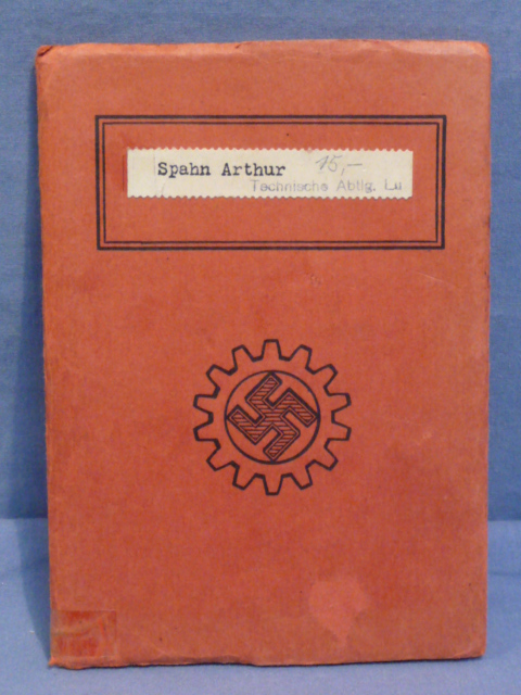 Original WWII German DAF Membership ID/Dues Book with Slip Cover
