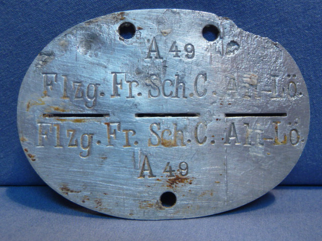 Original WWII German ID Tag (Erkennungsmarke), LW Pilot's School