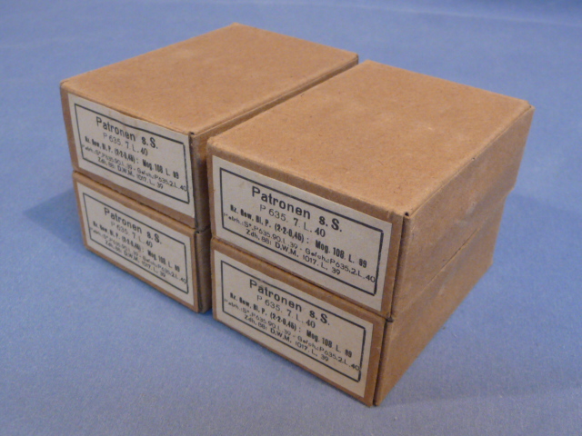 Original WWII German Cardboard 8mm Ammunition Boxes, Set of 4
