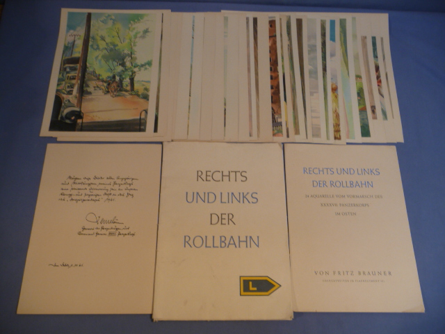 Original WWII German RECHT UND LINKS DER ROLLBAHN Watercolor Print Set, COMPLETE!