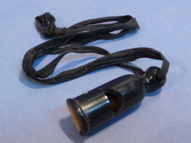 Original WWII German NCO Bakelite Whistle with Improvised Lanyard
