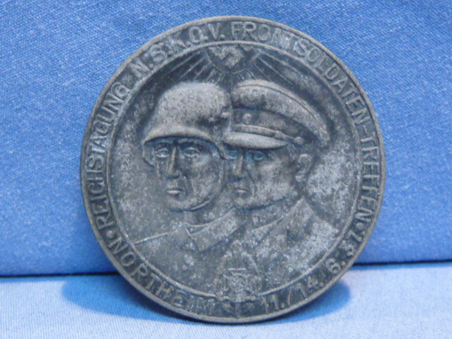 Original 1937 German Metal Tinnie, NSKOV FRONT SOLDATEN Badge