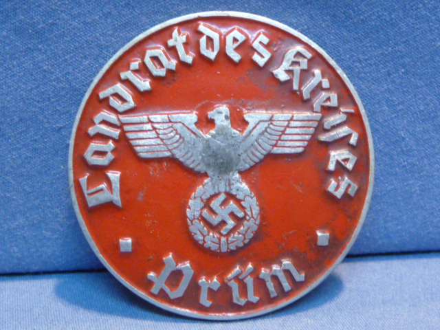 Original Nazi Era German Tax Medallion, Landrat des Kreises Prüm