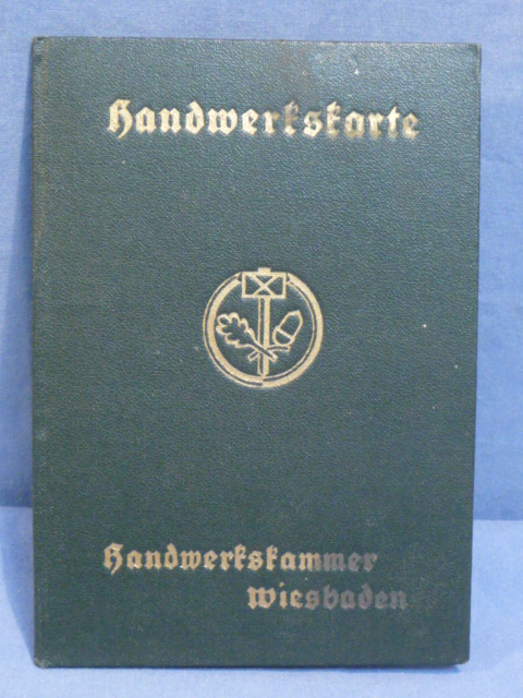 Original 1936 German Craftsman's Card, Handwerkskarte