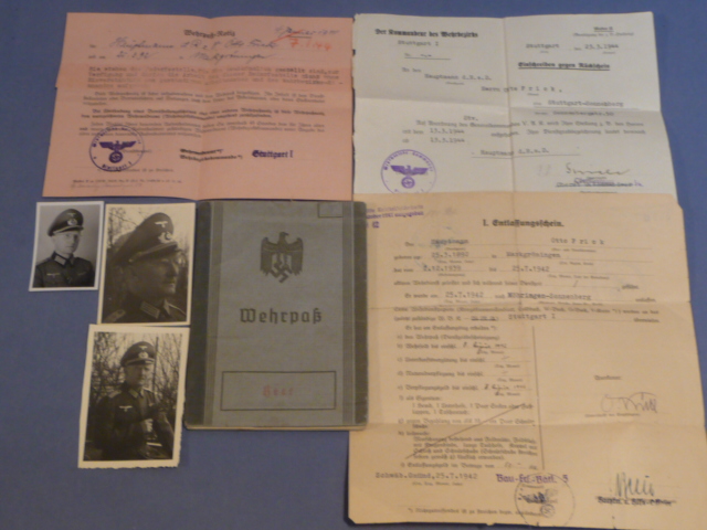 Original WWII German Army (Heer) Officer's Wehrpa�, Documents and Photos Set