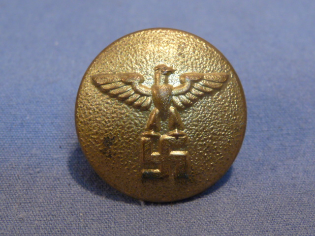 Original Nazi Era German NSDAP GOLD Tunic Button w/Cotter Pin, 21mm