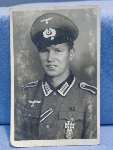 Original WWII German Decorated Heer NCO Photograph, Iron Cross Wound Badge