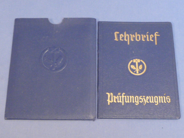 Original Nazi Era German Trade Certificate w/Slip Cover, Lehrbrief Prfungszeugnis