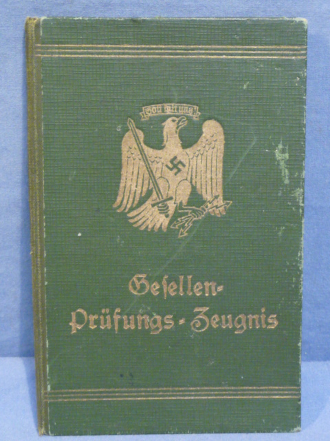 Original Nazi Era German Journeyman's Examination Certificate, Gesellen-Prfungs-Zeugnis
