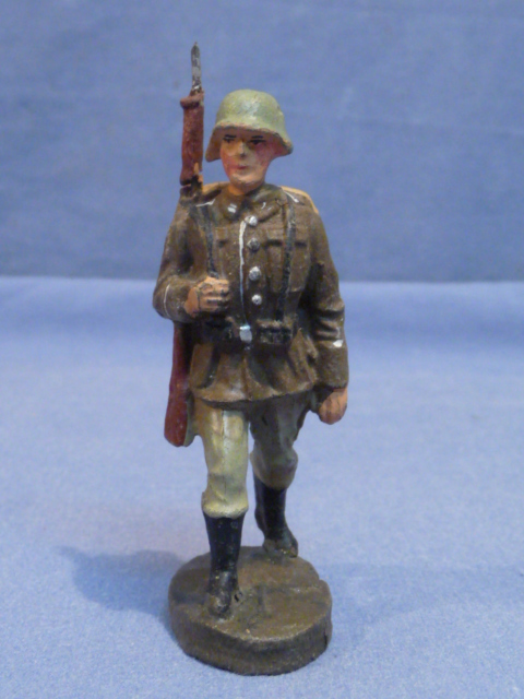 Original Nazi Era German Toy Soldier Marching with Rifle, ELASTOLIN