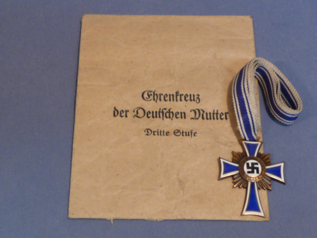 HOLD! Original Nazi Era German Mother's Cross in Bronze with Issue Envelope