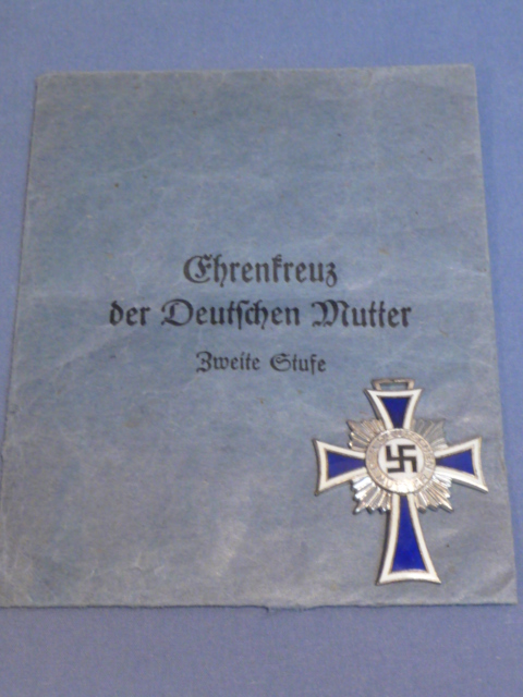 Original Nazi Era German Mother's Cross in Silver with Issue Envelope